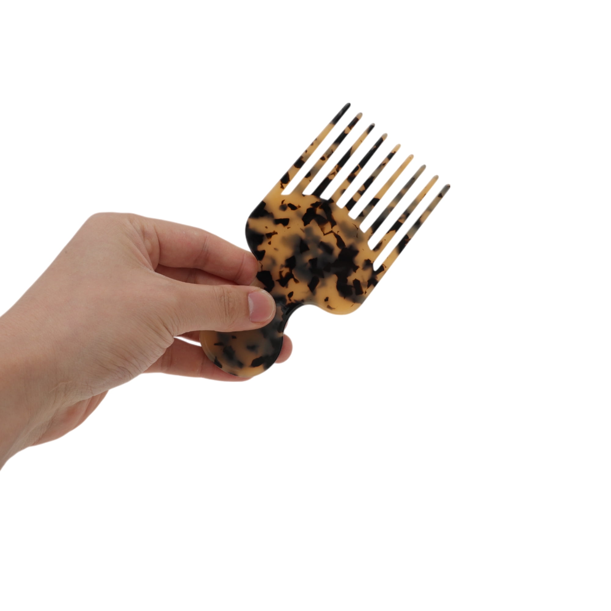 Unique Bargains 1 Pc Round Handle Marble Hair Insert Comb for All Hair Types Light Brown