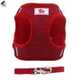 thumbnail image 3 of PULLIMORE Dog Harness And Leash Set Adjustable Reflective Soft Corduroy Pet Vest For Night Walking Puppy Kitten (S, Red), 3 of 9