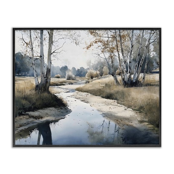 Stupell Industries Coastal Birch Tree Creek in Autumn Black Framed Giclee Art, 14 x 11, by Franklyn Gregory
