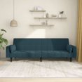 thumbnail image 1 of vidaXL 2-Seater Sofa Bed with Two Pillows Blue Velvet, 1 of 5