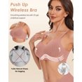 thumbnail image 7 of Wireless Push Up Bras for Women Comfortable Support Seamless Bra Ribbed V-Neck Bra Padded Bralette, 7 of 7