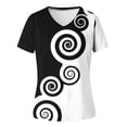 thumbnail image 4 of T-shirt Ample Décontracté à Col en V à Manches Courtes pour Femmes avec Imprimé, 4 of 4