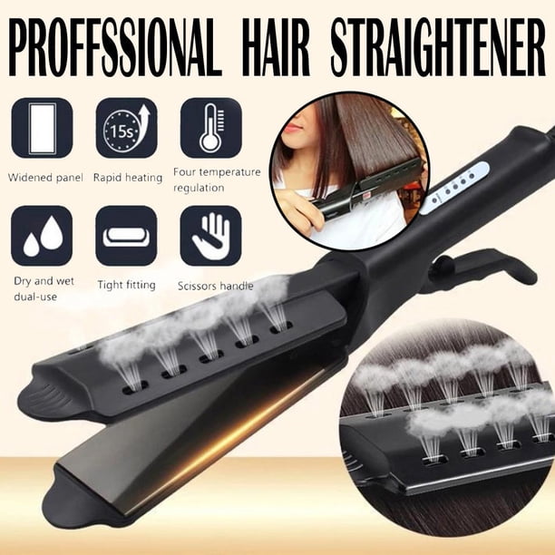 Fiudx Plancha de Cerámica, Cepillo Iónico para Alisar El Cabello, Peine de Calentamiento Rápido, Tecnología Antifrizz, Resultados de Peluquería, Cuidado Capilar Diario, Ideal para Mujeres.
