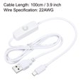 thumbnail image 2 of Unique Bargains 100cm USB Male to Micro USB Male Power Cable with 501 Switch White, 2 of 5