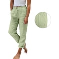 thumbnail image 6 of Linen Pants Women Summer Beach Vacation High Waist Wide Leg Comfy Flowy Trousers with Pockets, 6 of 6