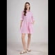 thumbnail image 5 of Vestido Camisero Midi A Rayas con Botones para Mujer, Informal, Holgado, con Puños y Larga, Vestidos de Media Pierna. Rosa M, 5 of 9