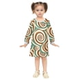 thumbnail image 2 of long-sleeved dress Abstract Pattern Chocolate Swirl A-line dress with ribbed cuffs Soft and comfortable, 2 of 6