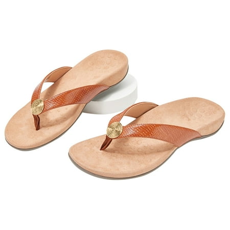 

Women Flip-flops Slippers Anti-slip Breathable Open Toe Casual for Beach Summer 41 Brown