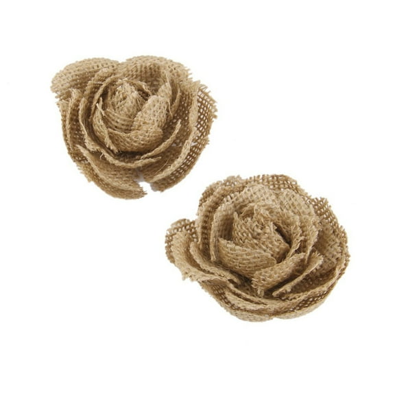 KHBUAB Burlap Crafting Flowers Rustic Wedding Decor Brown 6Pcs 2.75Inch