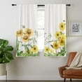 thumbnail image 2 of Sunflower Garden Window Kitchen Curtain Short Velvet Summer Inspired Design Agriculture, Window Drapes 2 Panel Set for Kitchen Cafe Decor,55" X 39" (2 Panels 27.5 x 39 Inch), Yellow Green, 2 of 5