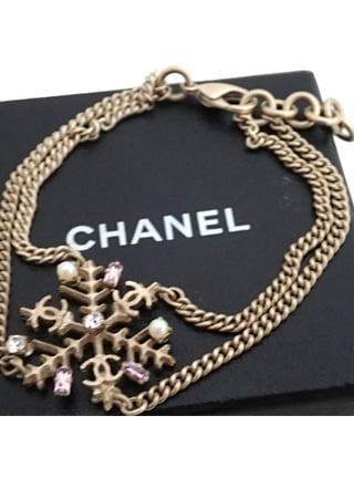 Chanel Necklace Coco Matte Gold Metal Faux Pearl 42cm with Box