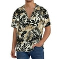 thumbnail image 3 of Xecao offers the Black Palm Leaves for Men's Casual Short-sleeved Shirt, a button-up collared shirt with a pocket, perfect for beach vacations and yacht travel in the X-Large size., 3 of 7
