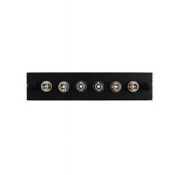Cable Wholesale 68F3-00360 LGX Compatible Adapter Plate Featuring a Bank of 6 Singlemode ST Connectors - Black Powder Coat