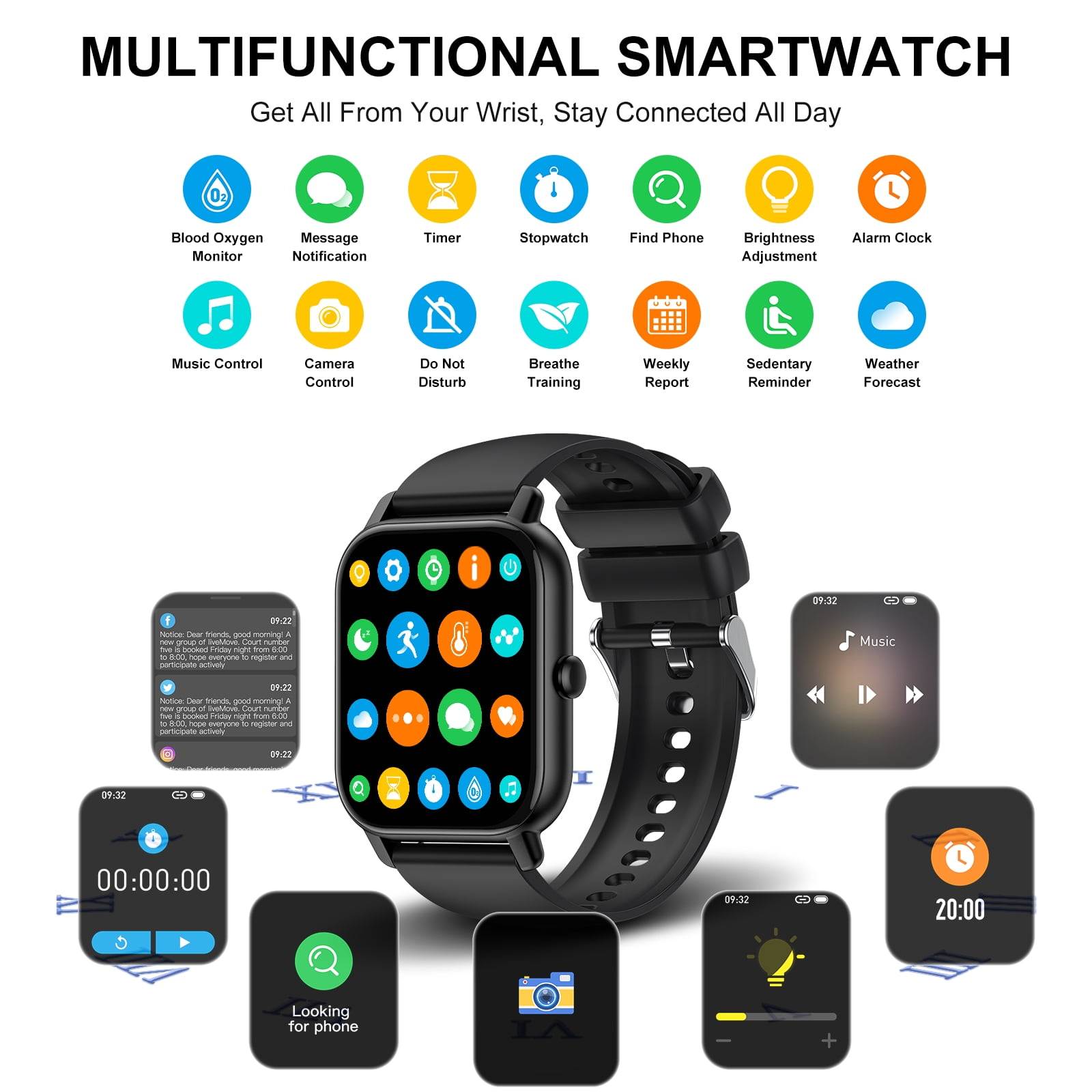 VOPOCO Smart Watches for Women Men(Answer/Make Call), 1.85" Large HD Screen Smartwatch for iPhone Android Phones, IP68 Waterproof Fitness Watch with 100+ Sport Modes