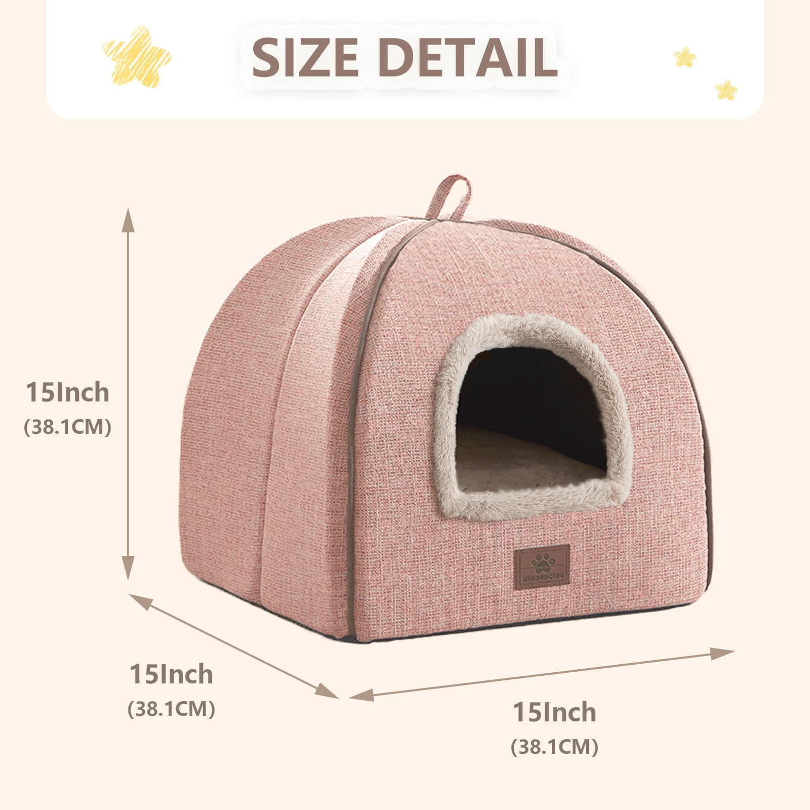WINDRACING Cat Bed for Indoor Cats, Pink Cat Cave Tent with Washable Cushion Non-Slip Bottom for Kittens Puppy