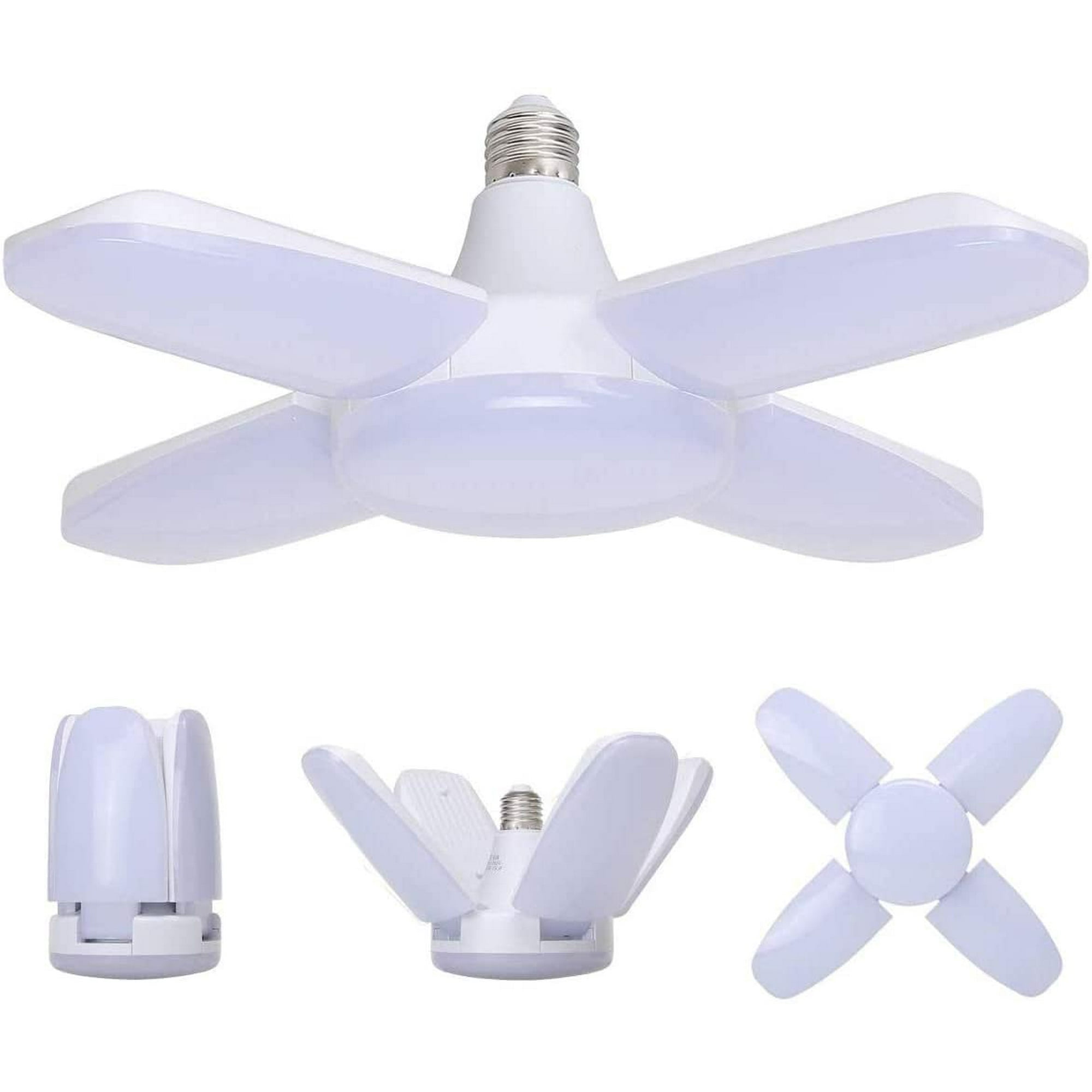 4-Pack LED Garage Lights - 6000 Lumens, 60W, Foldable Panels - Daylight White Shop Lights For Garage, Basement, Workshop