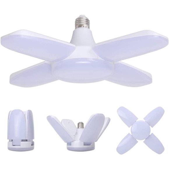 60W Led Garage Light, E27 6000 Lumens Safety Ceiling Light, Deformable Workshop Light With 4 Adjustable Panels, Super Bright Daylight For Garage, Warehouse, Workshop, Gym, Kitchen