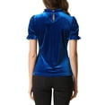 thumbnail image 3 of MODA NOVA Ruffle Collar Shirt for Juniors Short Sleeve Velvet Tops Blouse, 3 of 5