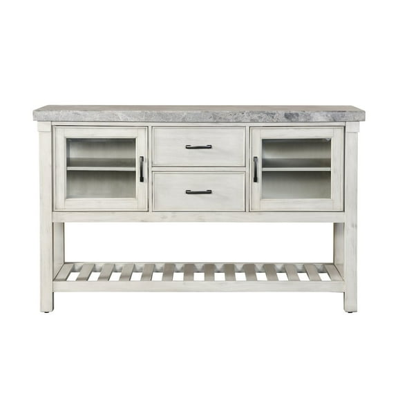 Steve Silver Canova Weathered White Marble Top Sideboard