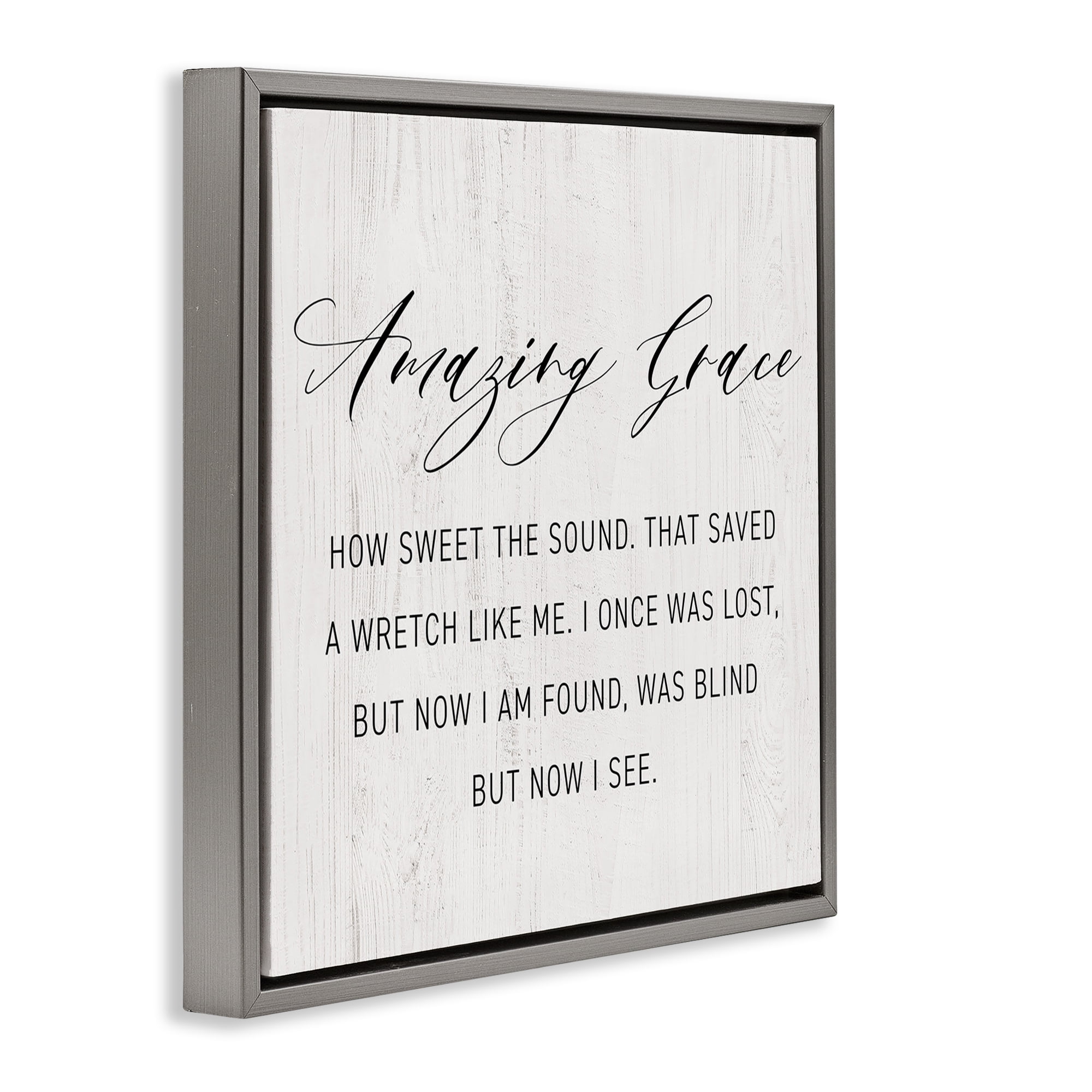 Stupell Industries Spiritual Amazing Grace Religious Painting Gray Floater Framed Canvas Art Print Wall Art, 25 x 25