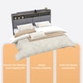 thumbnail image 5 of Dextrus King Size Floating Bed Frame with Upholstered Platform, Hidden Headboard Storage, USB Charging Station, RGB Lighting, No Box Spring Needed, Gray, 5 of 6