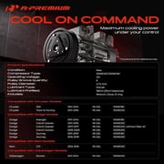 A-Premium Air Conditioner AC Compressor with Clutch Compatible with Dodge Grand Caravan 3.6L 2011-2016, Chrysler Town & Country 200, Journey, Avenger, Ram C/V & Volkswagen Routan