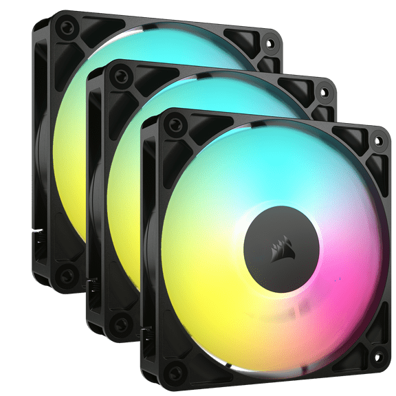 CORSAIR RS120 ARGB PWM 120mm Fans Triple Pack – Simplified Control – Daisy-Chain 4-Pin PWM and  5V ARGB Connections - Concentrated AirGuide Cooling - Magnetic Dome Bearing