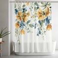thumbnail image 5 of Blue Yellow Spring Floral Shower Curtain Set, Waterproof Shower Curtains for Bathroom, Watercolor Botanical Summer Washable Fabric Cloth Bath Curtain for Bathtub Decoration with Hooks 60x72 Inches, 5 of 9