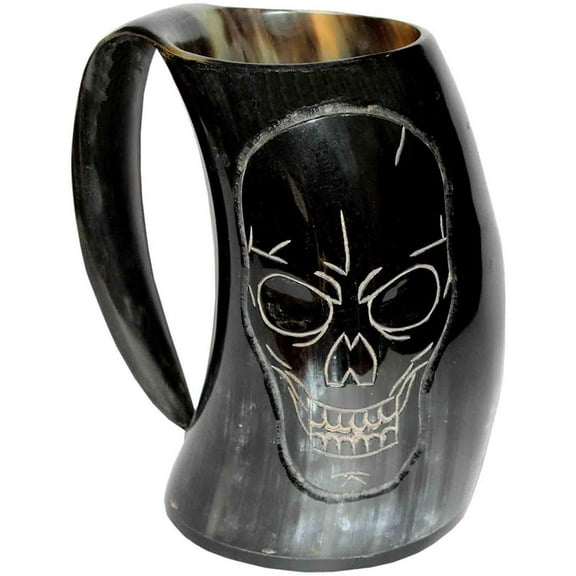 5MoonSun5's VIKING DRINKING HORN MUG Handcrafted Ox Cup Goblet - Drink Mead & Beer Like Game of Thrones With This Large Ale Stein - A Perfect Present For Real Men traditionally craft skull