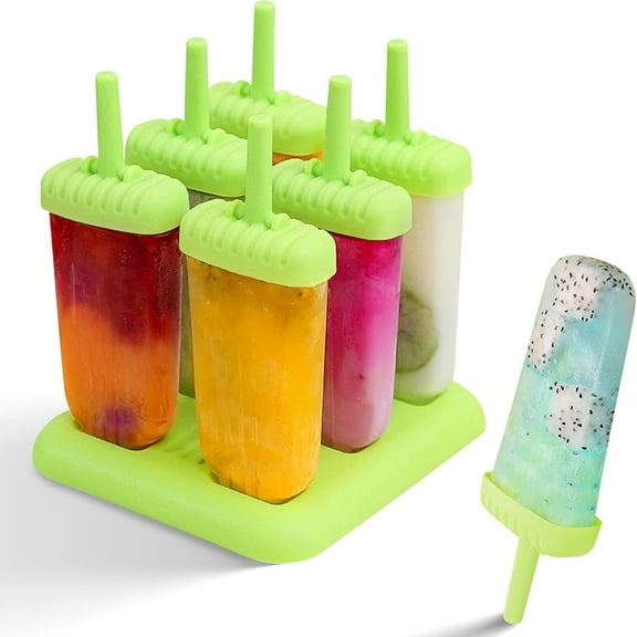 New Resunable Popsicles Molds,Pack of 6 Pce Ice Popsicle Maker- Food Grade BPA Free,Easy-Release Ice Pop Molds,Diy Homemade Popsicle Molds with Resunable Popsicle Sticks
