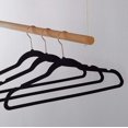 thumbnail image 3 of Space Saving, Heavy Duty Slim Velvet Hangers, Ridged Non-Slip, Chrome Swivel Hook, Black (10), 3 of 7