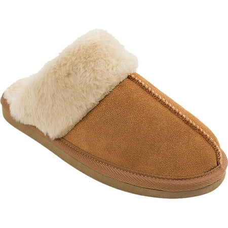 

MINNETONKA Womens Beige Fur Trim Comfort Chesney Platform Slip On Leather Slippers 6 M