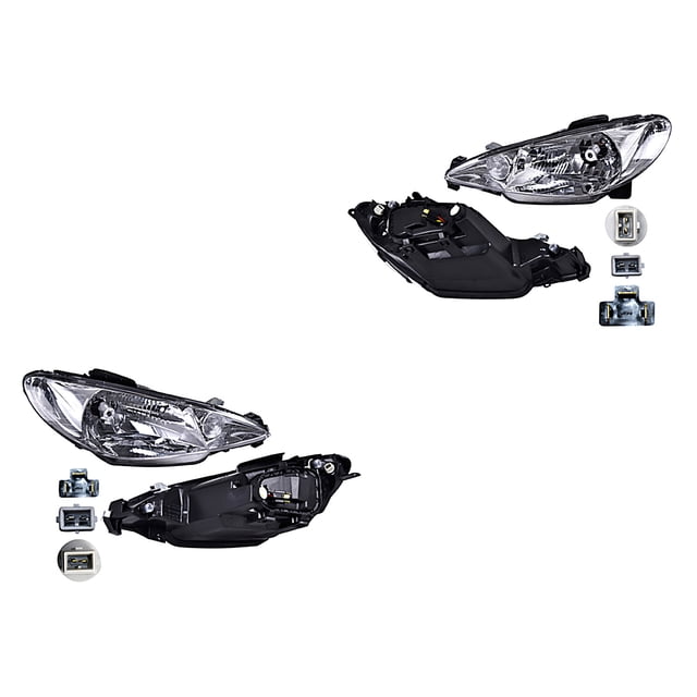 Par de Faros 206 2003 A 2009 Peugeot Liso Eléctrico DEPO .