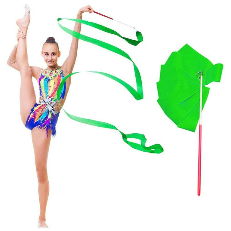 2M/4M Colorful Gym Ribbons Dance Ribbon Rhythmic Art Gymnastics Ballet  Streamer Twirling Rod Rainbow Stick Training E4W8