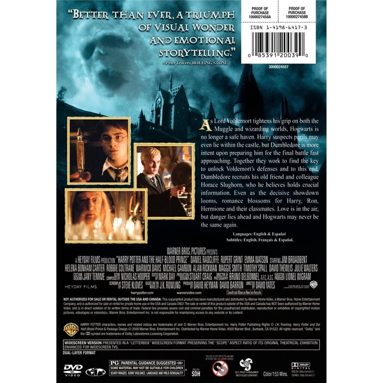 Harry Potter & Half-Blood Prince Movie Film (DVD) - Walmart.com