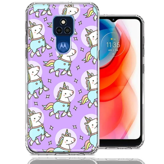 MUNDAZE For Motorola Moto G Play 2021 Cute Unicorns Purple Design Double Layer Phone Case Cover