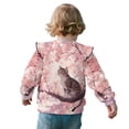 thumbnail image 3 of Xoenoiee Cat Cherry Blossom Print Girl's Graphic Shirts Top Long Sleeve Crewneck Sweatshirts Pullover Drop Shoulder Sweater Top for Sport Vacation, Size 1-2 Years, 3 of 7