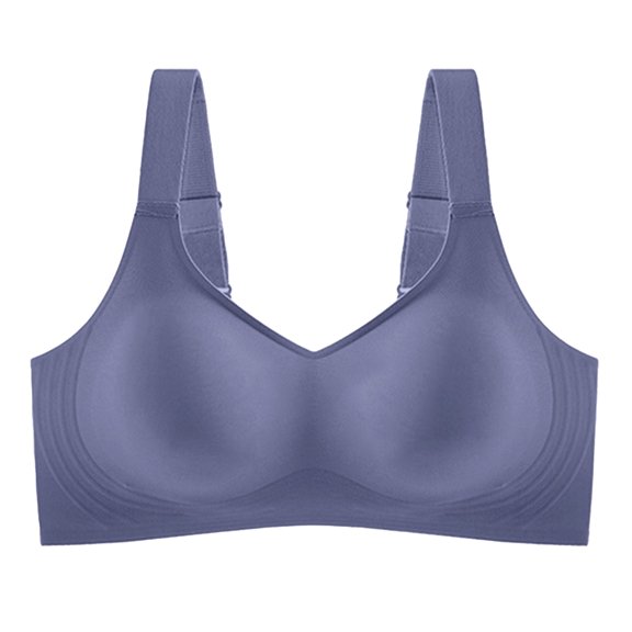 VISALY Women's Lift Bust Shaping Jelly Bra Plus Size Seamless Push Up Bralette Soft Comfortable Wireless Full Coverage Supportive Sleep T-Shirt Brassiere Full Support Minimizer Bra Blue L