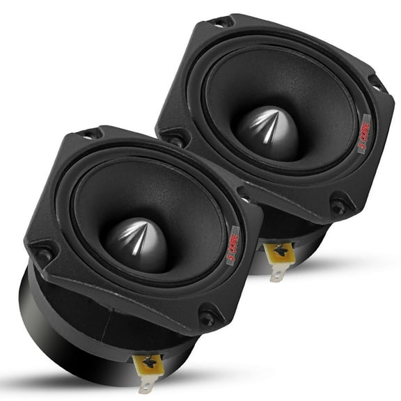 3.5" Aluminum Car Tweeters Pair, 4-Ohm 60W RMS w/ Built-in Crossover