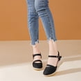 thumbnail image 5 of HomeDM Women's Platform Wedge Sandals Closed Toe Ankle Strap Comfort Walking Shoes Summer Beach Sandals, Black Size 6, 5 of 9