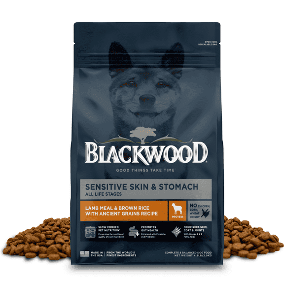 Blackwood Sensitive Skin & Stomach Lamb Meal & Brown Rice with Ancient Grains Dry Dog Food, 4.5 lb Bag