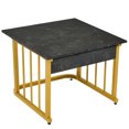 thumbnail image 5 of Nesting Coffee Table Set of 2, Nesting Tables for Living Room with 2 Drawers and Open Shelf, Modern Gold Coffee Table Set with Faux Marble Top, Solid Metal Frame, Black and White, 5 of 10