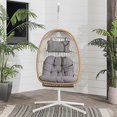 thumbnail image 2 of Walker Edison Resin Rattan Wicker Swing Egg Chair with Stand in Brown/Gray, 2 of 8