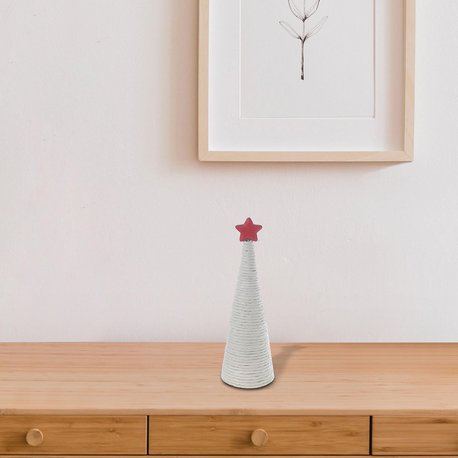 Arbre À Cône Naturel Avec Étoile Grand - Ensemble De 2