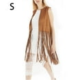 thumbnail image 4 of Gilet Sans Manches pour Femmes, Style Western, Ouvert à l'Avant, Respirant, à Franges, Jupe, Taille Rétractable, Cardigan, Gilet pour Usage Quotidien, camel, S, 4 of 9