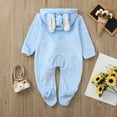 thumbnail image 3 of Diufon Infant Baby Boy Girl Fleece Romper Long Sleeve Thickened Warm Zipper Hoodie Jumpsuit Footie Bodysuit, 3 of 7