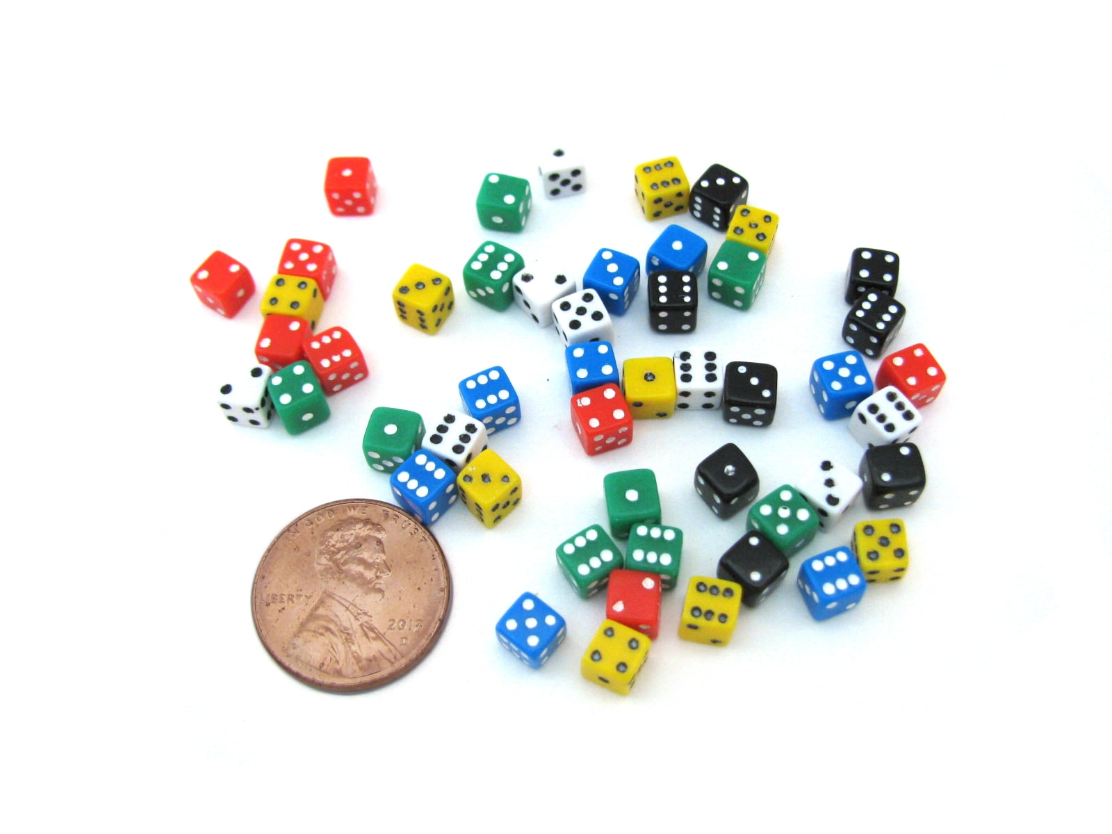 Koplow Games 50 Six Sided D6 5mm .197 Inch Die Small Tiny Mini Miniature MultiColored Dice