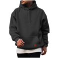 thumbnail image 2 of Mens Casual Hooded Collar Drawstring Hoodies Pullover Sweatshirts Casual Long Sleeve Shirts Dark Gray 2XL, 2 of 3