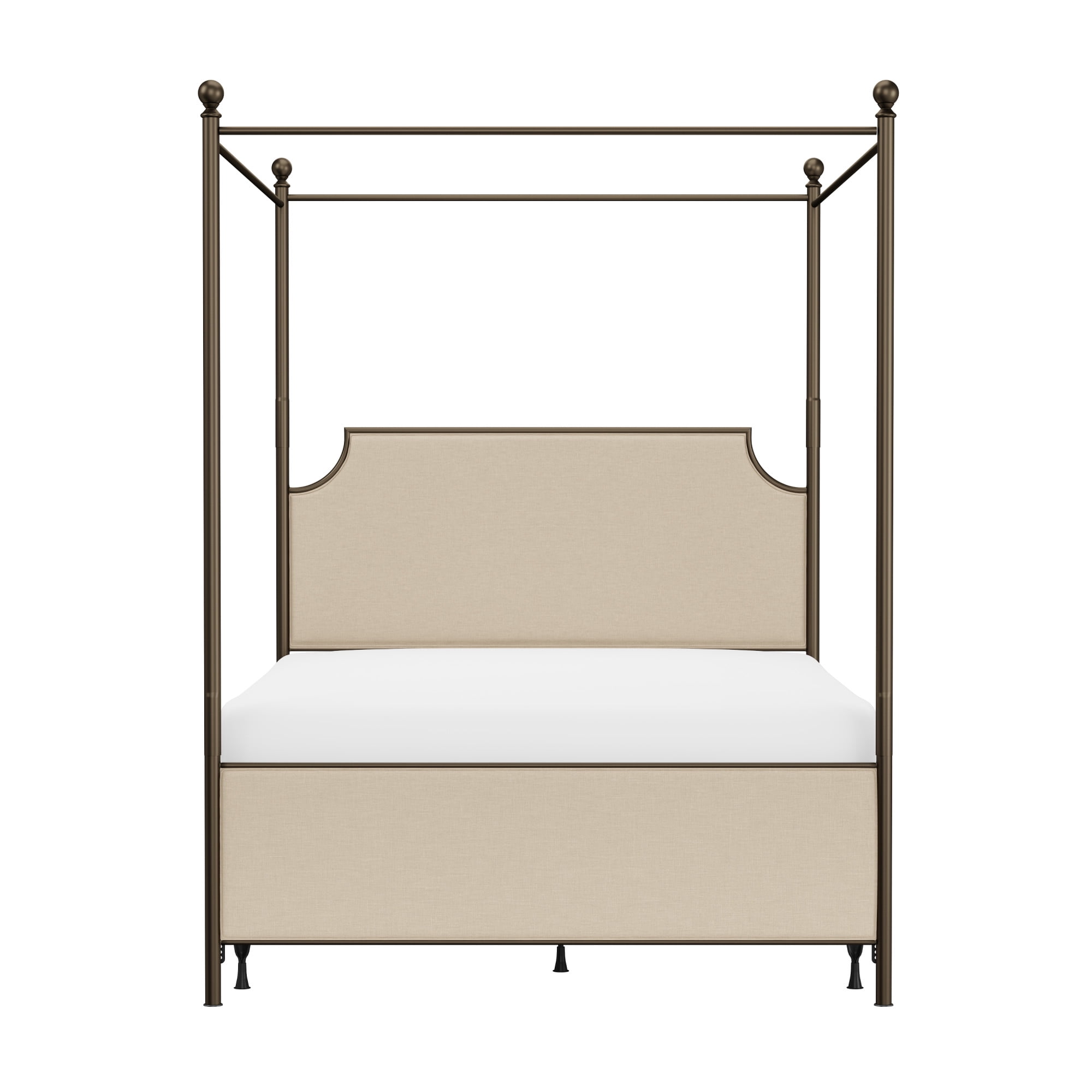 Hillsdale Furniture McArthur Metal Upholstered Canopy Queen Bed, Bronze with Linen