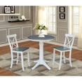 thumbnail image 2 of International Concepts 30" Round Wood Counter Height Table With 2 X-back Stools in White/Heather Gray, 2 of 4